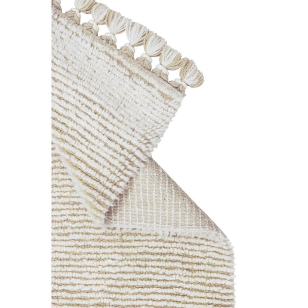 layered wool sandstone white tufted textured rectangular tassels rug