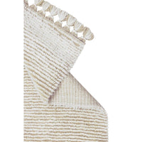 layered wool sandstone white tufted textured rectangular tassels rug