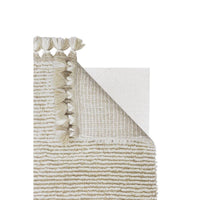 layered wool sandstone white tufted textured rectangular tassels rug