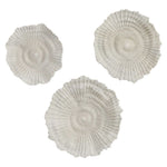 set 3 round wall discs sea coral white tan