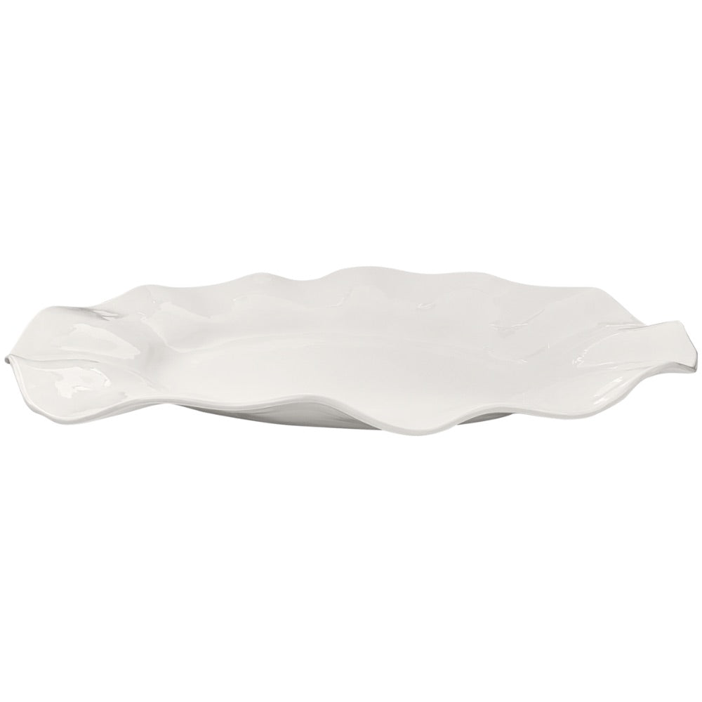cream colored wavy oval platter melamine