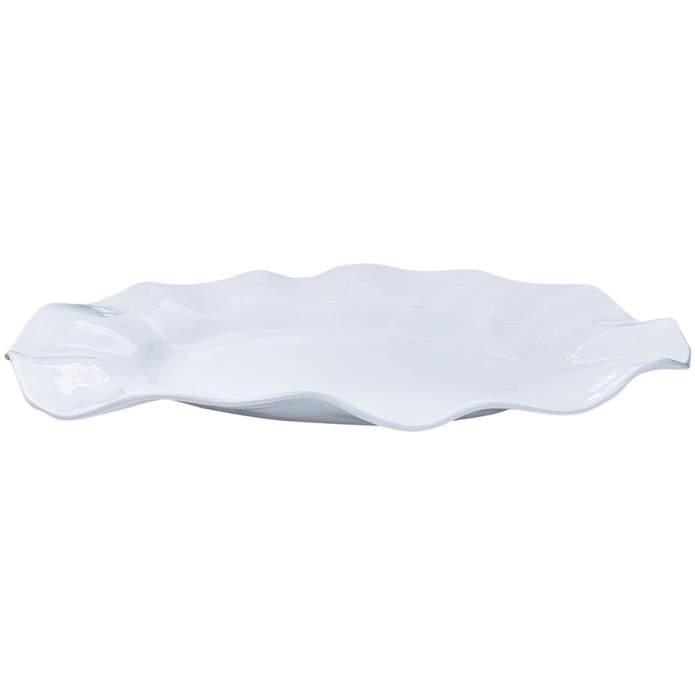 white wavy oval platter