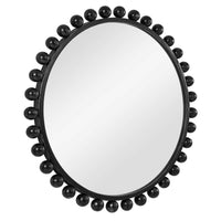 wall mirror round black frame spheres