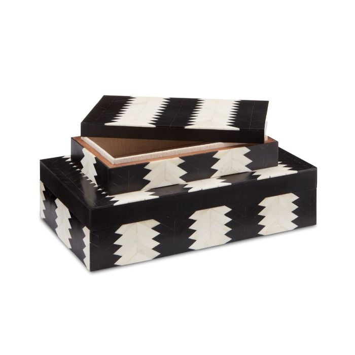 decor box set rectangle black ivory bone wood arrow