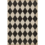 Spicher & Co. vinyl floorcloth chair kitchen mat area black white diamond harlequin vintage