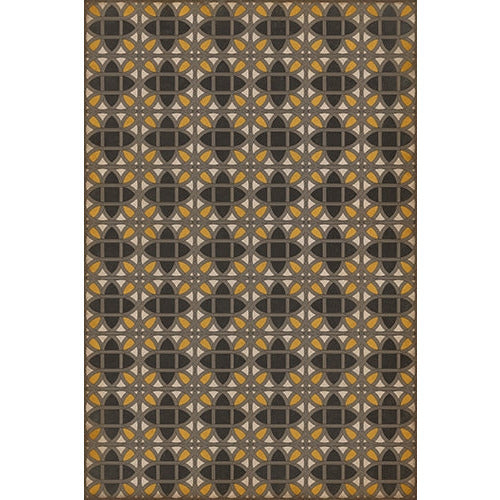 vinyl floor mat lattice tile pattern black orange tan