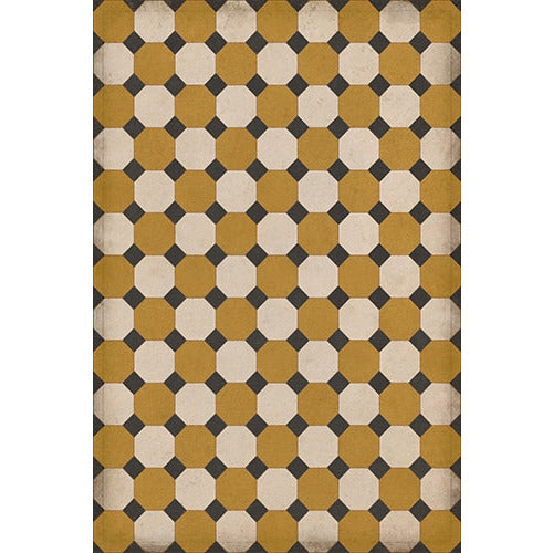 vinyl floor mat octagons tan black cream