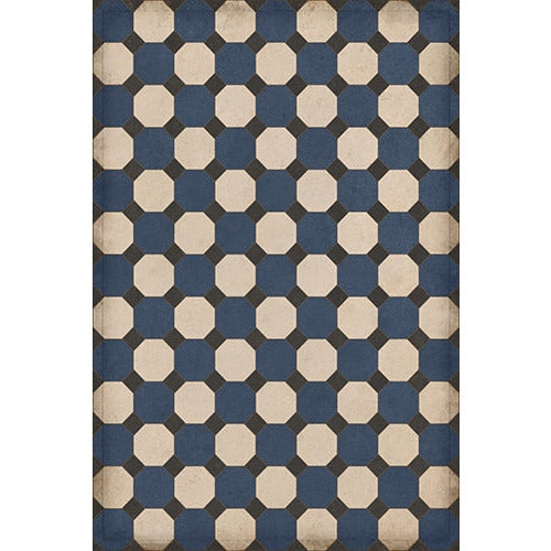vinyl floor mat octagons navy black cream