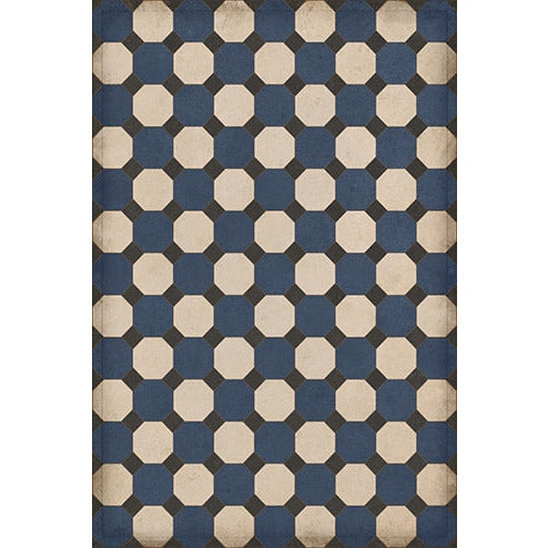 vinyl floor mat octagons navy black cream