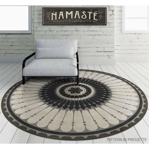 vinyl floor mat round tile pattern black gray