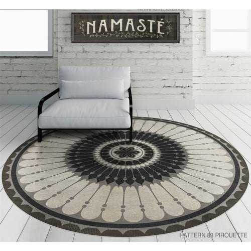 vinyl floor mat round tile pattern black gray