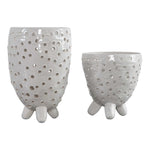 vases crackle ivory ceramic tripod base set