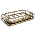 trays brushed gold metal natural rope mirror