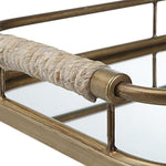 trays brushed gold metal natural rope mirror