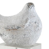 2 bird figurines silver distressed crystal block base