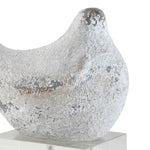2 bird figurines silver distressed crystal block base