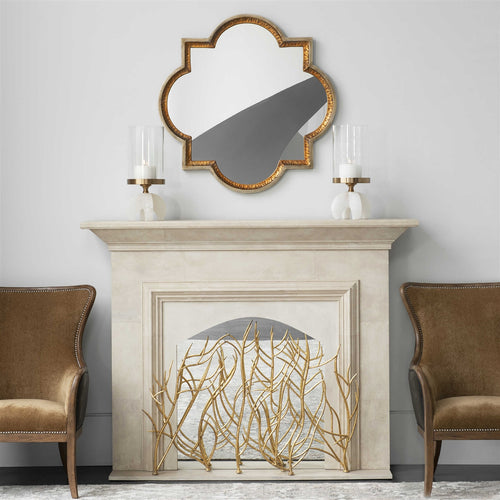 gold branches fireplace screen