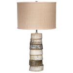 round faux horns stack table lamp hemp shade