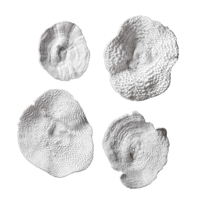 sea coral wall decor white coastal set of four