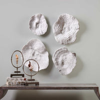 sea coral wall decor white coastal set of four