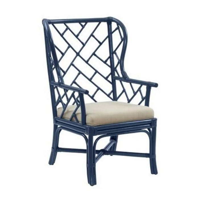 rattan wing chair navy blue dining occasional