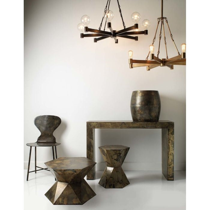 geometric metal accent table