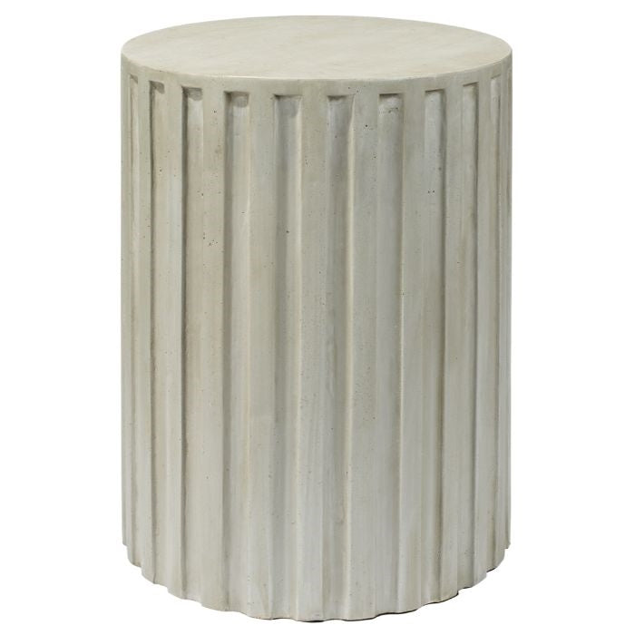 concrete round side table natural cement white