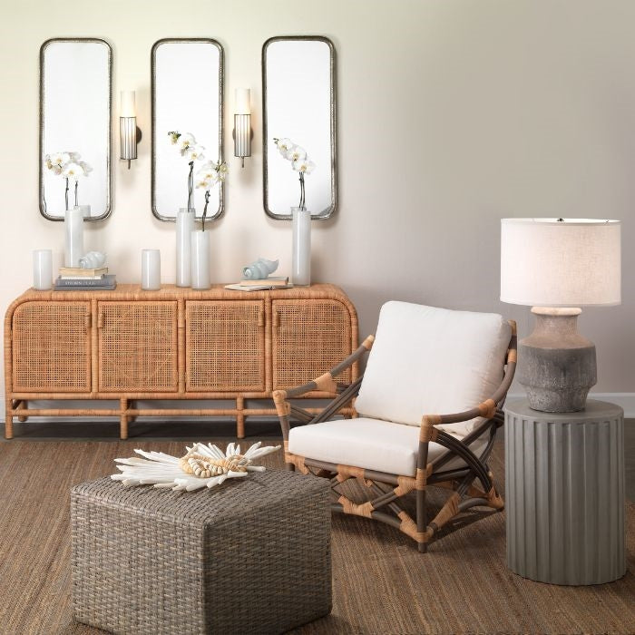 concrete round side table natural cement white