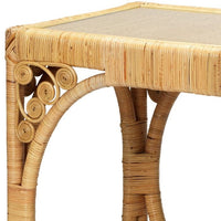 two tier natural rattan console table