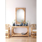 two tier natural rattan console table