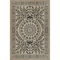 black tan medallion tile lay flat vinyl rug