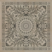 black tan medallion tile lay flat vinyl rug