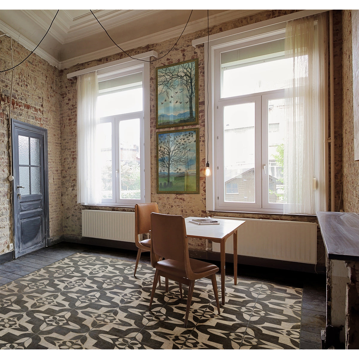 Spicher & Company Pattern 33 Boggled Vinyl Floorcloth - USA-Made Rug | BSEID