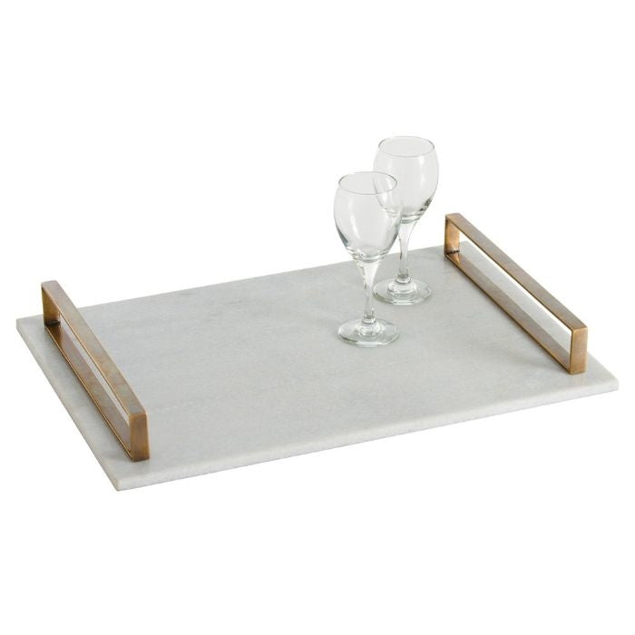 white marble slab tray gold handles