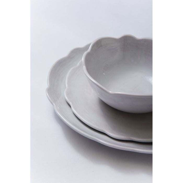 grey scalloped melamine salad sandwich plate