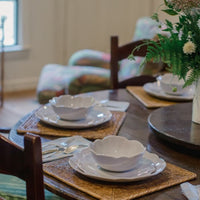 cream scalloped melamine soup cereal bowls