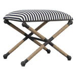 striped small bench rope wrapped legs white navy
