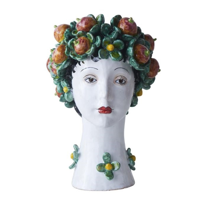 ceramic head vase persimmon decor organic multi color