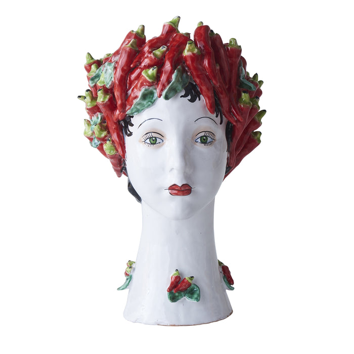 ceramic head vase peppers red