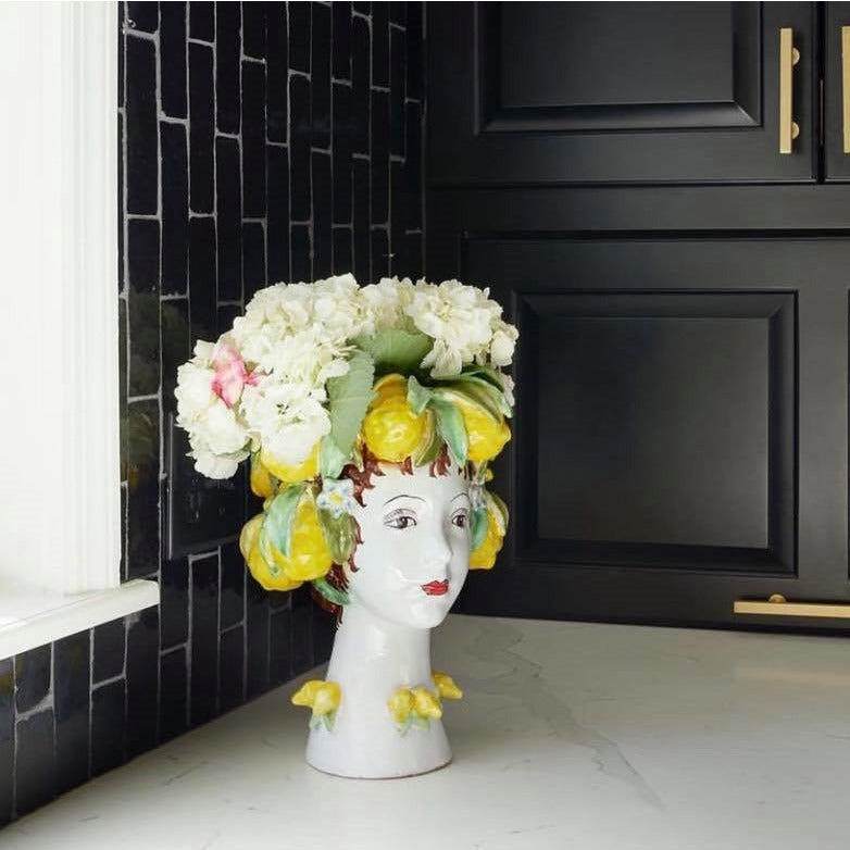ceramic head vase lemons