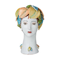 ceramic head vase leaves decor organic multi color