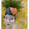 ceramic head vase leaves decor organic multi color
