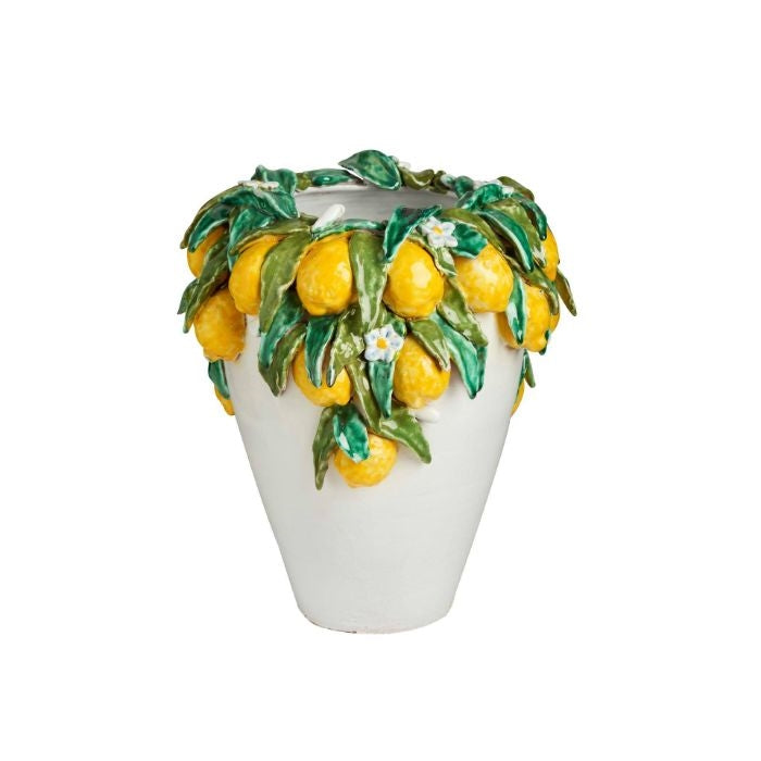 vase lemons decor ceramic yellow green