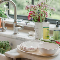 white scalloped melamine soup cereal bowls