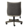 rolling adjustable height desk chair wood frame gray wash honey stain dark gray linen silver nailhead