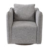 grey woven upholstered arm swivel chair loose pillow