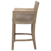counter stool bleached hardwood sandstone cane back sides off-white cushion silver metal kick plate