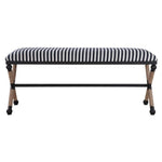 striped bench rope wrapped legs white navy
