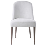 dining chair armless textured off-white contemporary wood splayed legs concave back