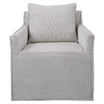 ivory grey boucle slipcover swivel chair
